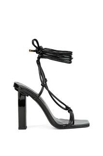 Сандалии Tanner с ремешками и квадратным носком на высоком блочном каблуке с кружевной завязкой и завязками XY London, черный