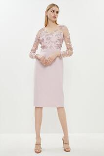 Кружевное платье-карандаш с V-образным вырезом Coast, розовый