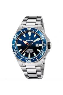 Классические аналоговые кварцевые часы Diver из нержавеющей стали - F20663/1 Festina, синий