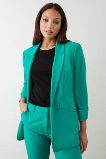 Высокий пиджак со сборками и рукавами Dorothy Perkins, зеленый