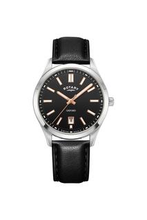 Классические аналоговые кварцевые часы Oxford из нержавеющей стали - Gs05520/04 Rotary, черный