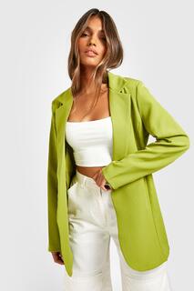 Базовый тканый пиджак свободного кроя с длинными рукавами boohoo, зеленый