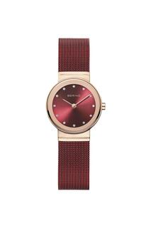 Классические аналоговые кварцевые часы из нержавеющей стали — 10126-363 Bering, красный