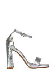 Сандалии на высоком каблуке с квадратным носком и ремешком на щиколотке Kamryn XY London, серебро