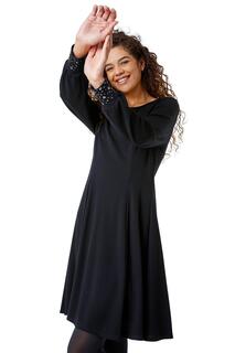 Платье с плиссированной юбкой и декорированными манжетами Roman, черный