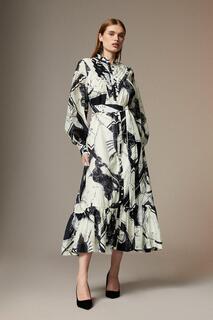 Высокое тканое платье макси из шелкового хлопка со звездами Британского музея Karen Millen, мультиколор