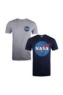 Набор из 2 хлопковых футболок с логотипом NASA, мультиколор