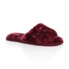 Сандалии на плоском каблуке с открытым носком и тапочки из искусственного меха AJVANI, красный