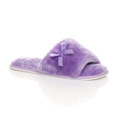 Сандалии на плоском каблуке с открытым носком и тапочки из искусственного меха AJVANI, фиолетовый