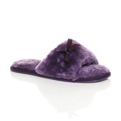 Сандалии на плоском каблуке с открытым носком и тапочки из искусственного меха AJVANI, фиолетовый