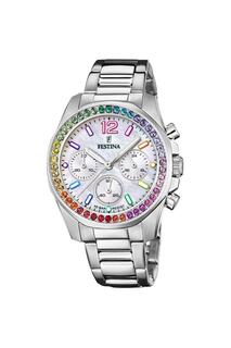 Классические аналоговые кварцевые часы из нержавеющей стали - F20606/2 Festina, белый