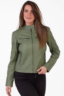Байкерская куртка из натуральной кожи Pelle D&apos;annata, зеленый