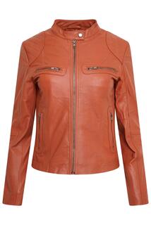 Байкерская куртка из натуральной кожи Pelle D&apos;annata, оранжевый
