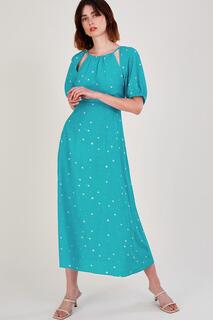 Платье с точечным принтом «Сами» Monsoon, синий
