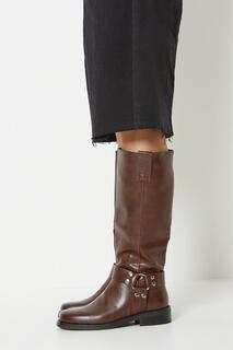 Байкерские сапоги до колена Jane с квадратным носком Oasis, коричневый