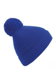 Вязаная шапка Engineered в рубчик с помпонами Beechfield, синий Beechfield®