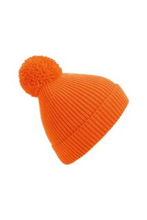 Вязаная шапка Engineered в рубчик с помпонами Beechfield, оранжевый Beechfield®
