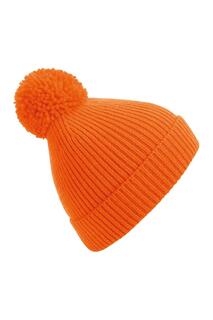 Вязаная шапка Engineered в рубчик с помпонами Beechfield, оранжевый Beechfield®