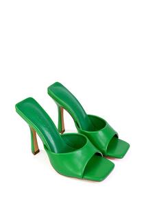 Сандалии-мюли &apos;Carla&apos; на высоком каблуке-шпильке с квадратным носком XY London, зеленый