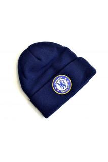 Вязаная шапка с отворотом и гербом Chelsea FC, темно-синий