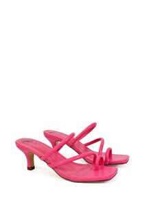 Сандалии-мюли на каблуке-китенке с квадратным носком и ремешками на носке &apos;Prancy&apos; XY London, розовый