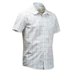 Трекинговая рубашка в клетку с короткими рукавами Decathlon Travel 100 Forclaz, белый