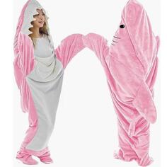 Одеяло с капюшоном в форме акулы, спальный мешок Leaper, розовый