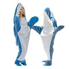 Одеяло с капюшоном в форме акулы, спальный мешок Leaper, синий