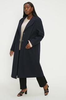 Однобортное пальто макси Curve Dorothy Perkins, темно-синий