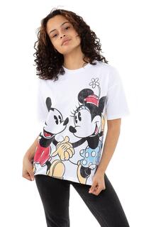 Хлопковая футболка «Влюблённый Микки и Минни Маус» Disney, белый