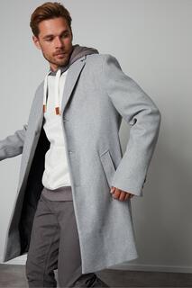 Однобортное пальто строгого кроя «Кривое» Threadbare, серый
