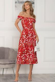 Сетчатое платье Kiara Bardot с вырезом Jolie Moi, красный