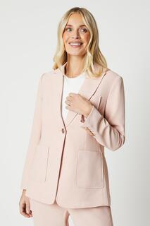 Однобортный пиджак в стиле милитари Petite Premium на пуговицах Wallis, розовый