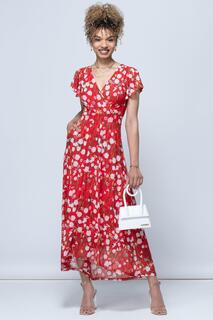 Сетчатое платье макси Rachele с цветочным принтом Jolie Moi, красный