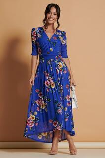 Сетчатое платье макси Haizley с цветочным принтом Jolie Moi, синий