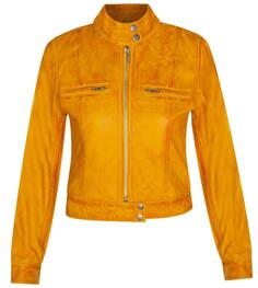 Однотонная кожаная байкерская куртка-Брага Infinity Leather, желтый
