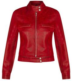 Однотонная кожаная байкерская куртка-Брага Infinity Leather, красный