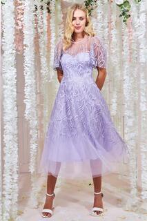 Сетчатое платье-миди с вышивкой Goddiva, фиолетовый