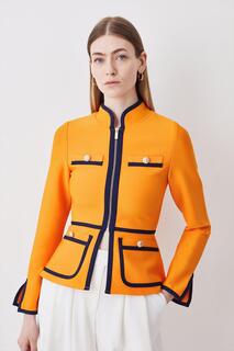 Трикотажная куртка с контрастной окантовкой и повязкой Karen Millen, оранжевый