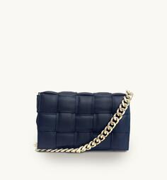 Кожаная сумка через плечо с мягкой подкладкой и массивным золотым ремешком-цепочкой Apatchy London, синий