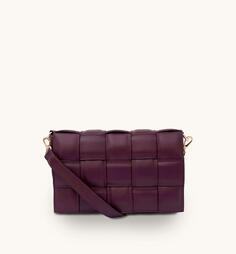 Кожаная сумка через плечо с мягкой подкладкой и однотонным бордовым ремешком Apatchy London, фиолетовый