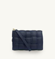 Кожаная сумка через плечо с мягкой подкладкой и однотонным темно-синим ремешком Apatchy London, синий