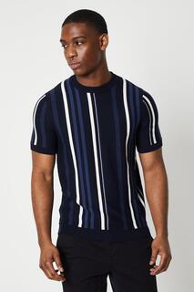 Трикотажная футболка с круглым вырезом в вертикальную полоску Burton, темно-синий