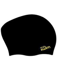 Силиконовая шапочка для плавания с длинными волосами – однотонные цвета Simply Swim, черный