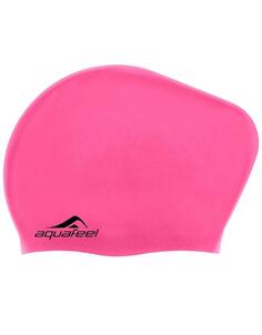 Силиконовая шапочка для плавания с длинными волосами Aquafeel, розовый
