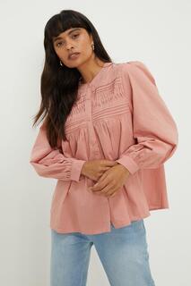 Блуза на пуговицах со складками спереди Dorothy Perkins, розовый