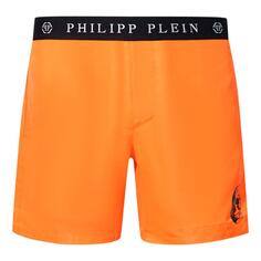 Оранжевые шорты для плавания с фирменным поясом Philipp Plein, оранжевый