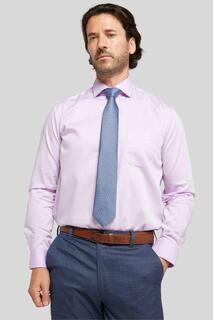 Сиреневая рубашка из твила из чистого хлопка без глажки Double TWO, фиолетовый