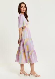 Сиреневое платье-миди с абстрактным принтом зебры и рукавами-кимоно Liquorish, фиолетовый