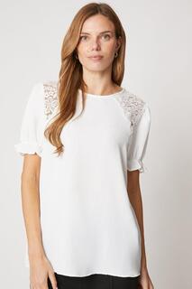Блуза с кружевными вставками и пышными рукавами Wallis, белый